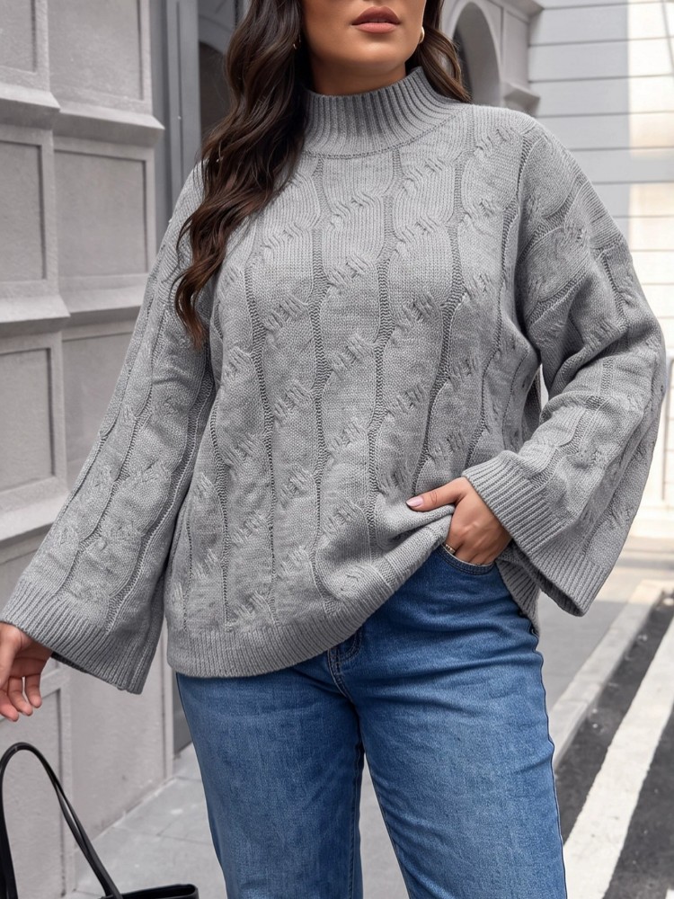 Winter Clothing For Plus Size Women - 女性のプラスサイズカジュアルニット冬長袖ニットセータールーズ Tシャツスポーツアウトドアトップ女性服特大