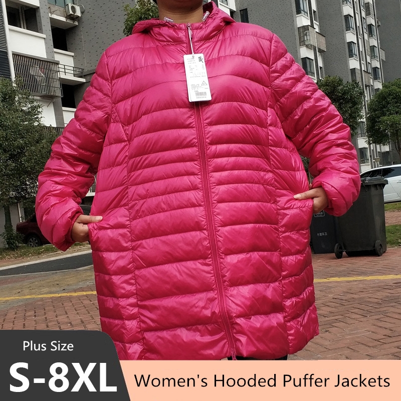 Winter Clothing Pk - プラスサイズ 5XL 6XL 7XL 女性のフード付きパファージャケット 2023