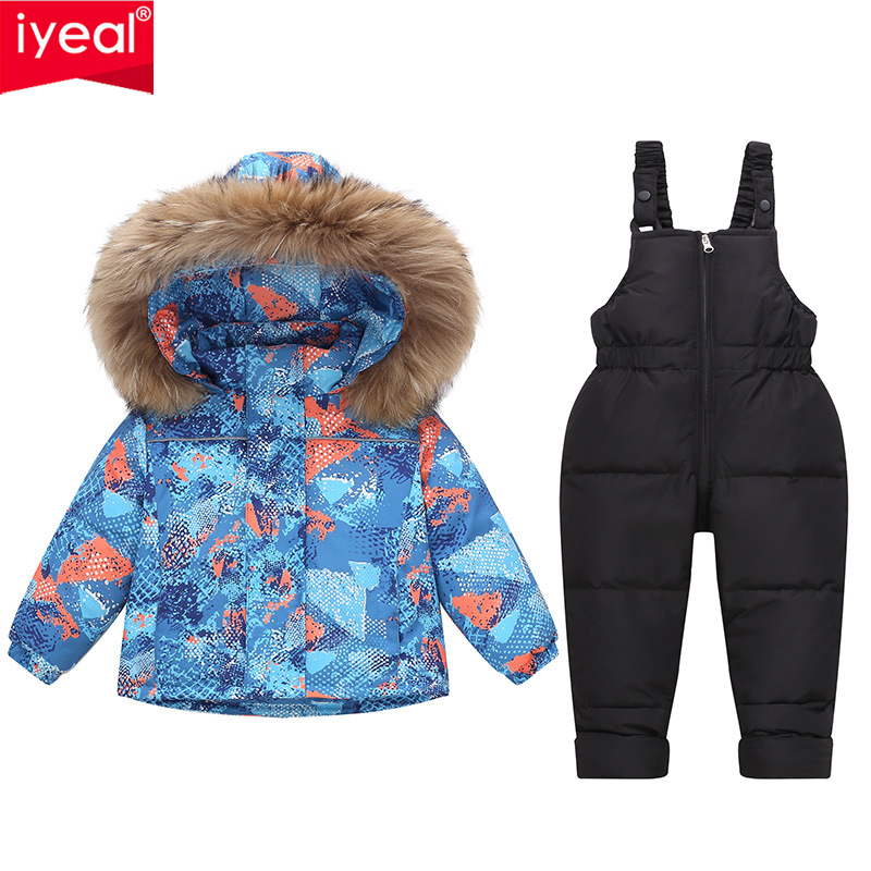 Winter Clothing Drawing - IYEAL 冬男の子女の子ダウンジャケット新しいベビー防寒着オーバーオール子供幼児ジャンプスーツコート子供服セット 2 個