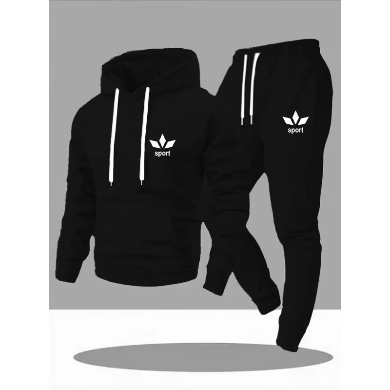 Winter Clothing Usa - 2026年メンズカジュアルスポーツフーディロングパンツセット アウトドアランニングジョギングトラックスーツ レジャーウォーキングアスレチックスーツ 2ピース衣類