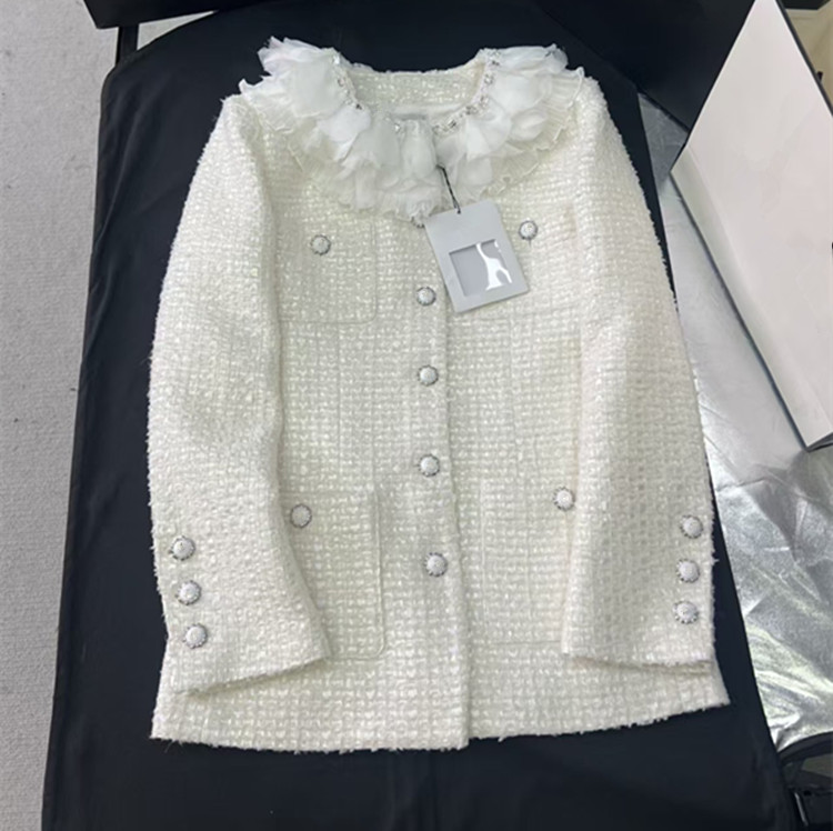 Winter Clothing For Women - カスタマイズされた欧米風レディース服 冬2025 長袖花柄ラウンドネックシングルブレストツイードコートスカート
