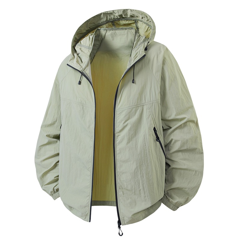 Winter Sun Clothing - 春と夏の新しいジャケット薄いフード付きウインドブレーカーメンズカジュアル通気性作業服日焼け防止服