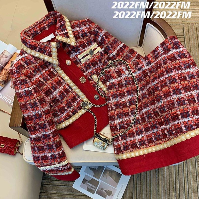 Winter Clothing Matching - 女性のためのエレガントなツイード衣装,2ピースのスカート,冬のパーティーのためのマッチング衣装,ヴィンテージのジャカード服