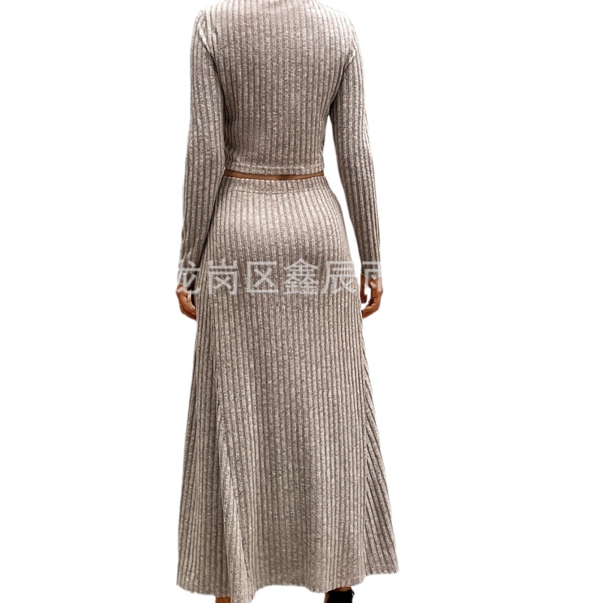 Winter Clothing For Women - 冬のレディース服2点セット スリム長袖ニットトラックスーツ エレガントリブ編みボディコンセット ポリエステルスパンデックス オーバーサイズ
