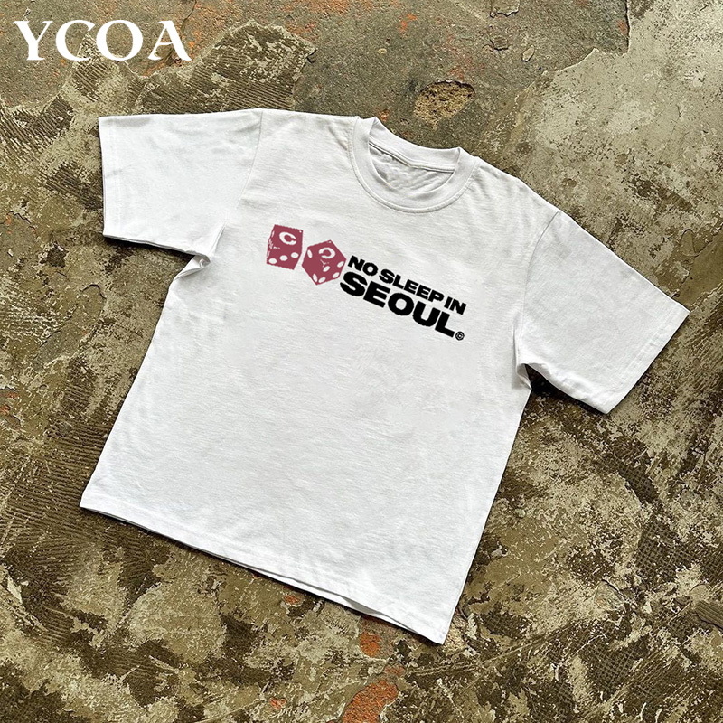Winter Clothing Aesthetic - 男性用レタリングプリントの特大コットンTシャツ,半袖原宿ストリートウェア,ラウンドネック,韓国の美的服,y2k