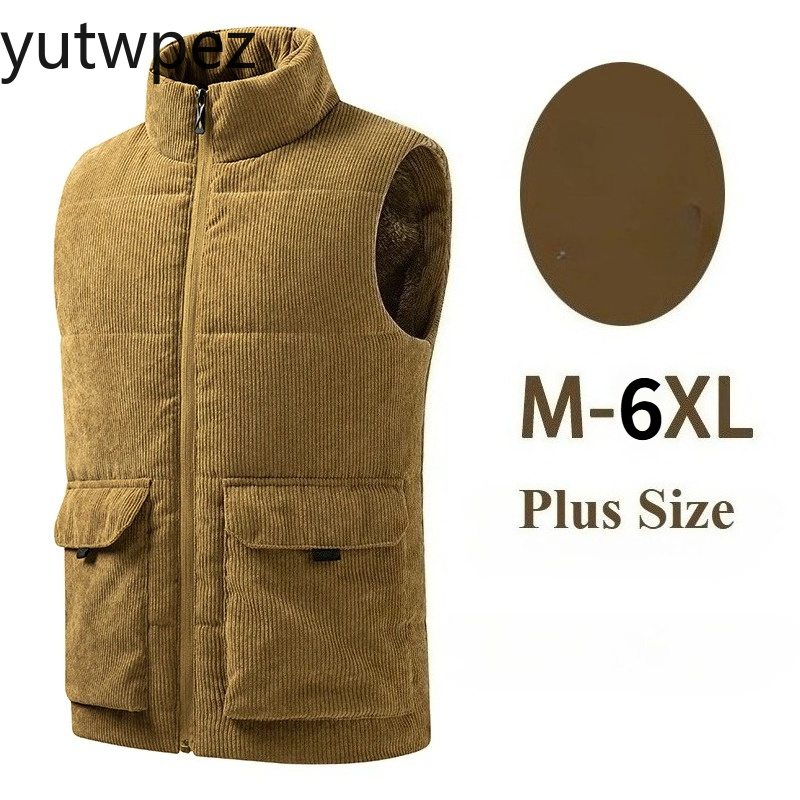 Jacket Winter Clothing - 屋外ハイキングファッションウールベスト男性綿入りベストコートメンズノースリーブジャケット暖かいチョッキ服プラスサイズ 6XL