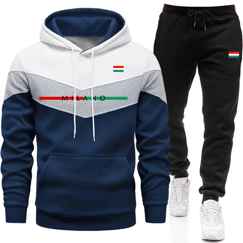 Winter Clothing Usa - 高品質のトラックスーツ男性用カジュアルトリカラースプライススウェットシャツアウトドアスポーツジョギング服秋冬シングルパーカーパンツ