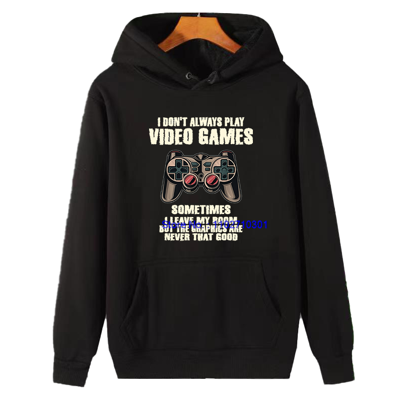 Winter Clothing Video - 冬用厚手パーカー「私は必ずしもビデオゲームをプレイしない」面白いゲーマーグラフィックスウェットシャツ、男の子用、男性ファッションカジュアルウェア