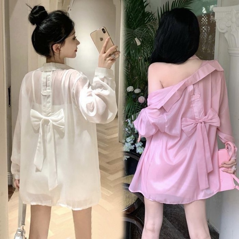 婦人服 蝶ネクタイ 日焼け止めシャツ 夏旅行の女神ブラウスY - Winter Sun Clothing のレビューと価格