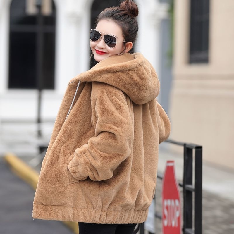 ジッパー付きプレーン女性用フード付きトップス韓国ファッション - Winter Clothing Drawing のレビューと価格