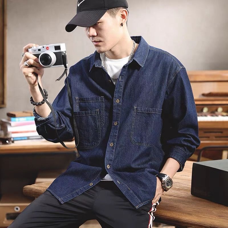 春の若者向けハンサムデニムツール加工長袖シャツメンズインスタ - Winter Clothing Matching のレビューと価格