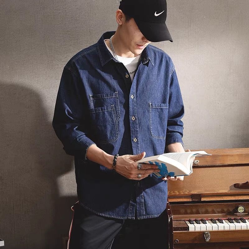 春の若者向けハンサムデニムツール加工長袖シャツメンズインスタ - Winter Clothing Matching のレビューと価格