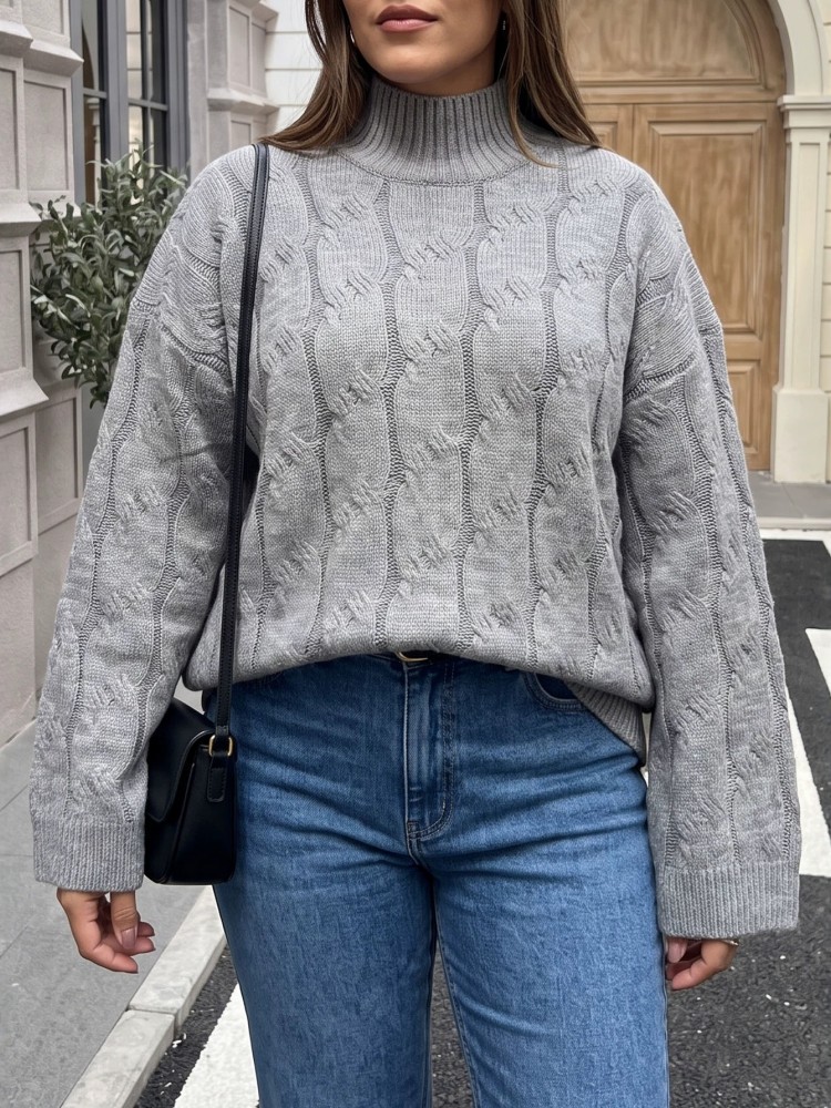 女性のプラスサイズカジュアルニット冬長袖ニットセータールーズ - Winter Clothing For Plus Size Women のレビューと価格