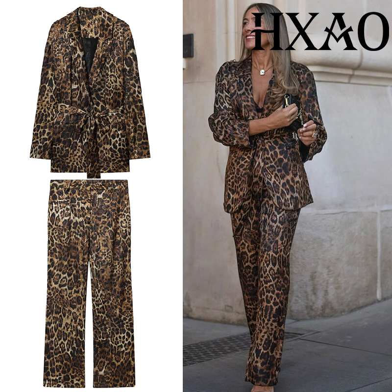 HXAO レオパード柄パンツスーツ 2ピースセット ヴィンテ - Winter Clothing Pk のレビューと価格