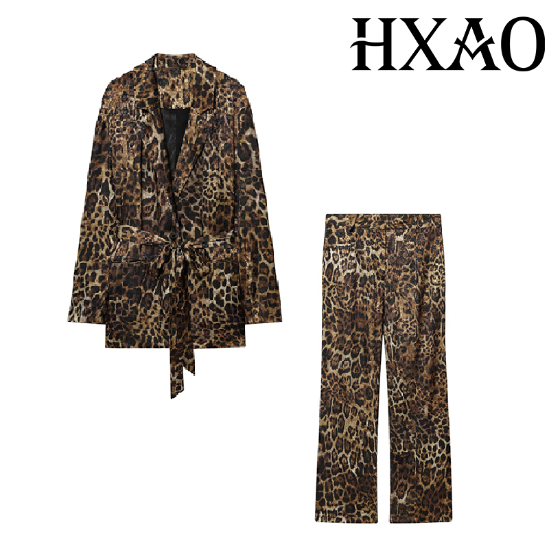 HXAO レオパード柄パンツスーツ 2ピースセット ヴィンテ - Winter Clothing Pk のレビューと価格