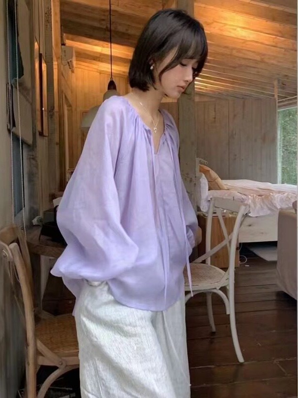 韓国スタイルの薄い長袖シャツ日焼け止めトップ上品な韓国ファッ - Winter Sun Clothing のレビューと価格