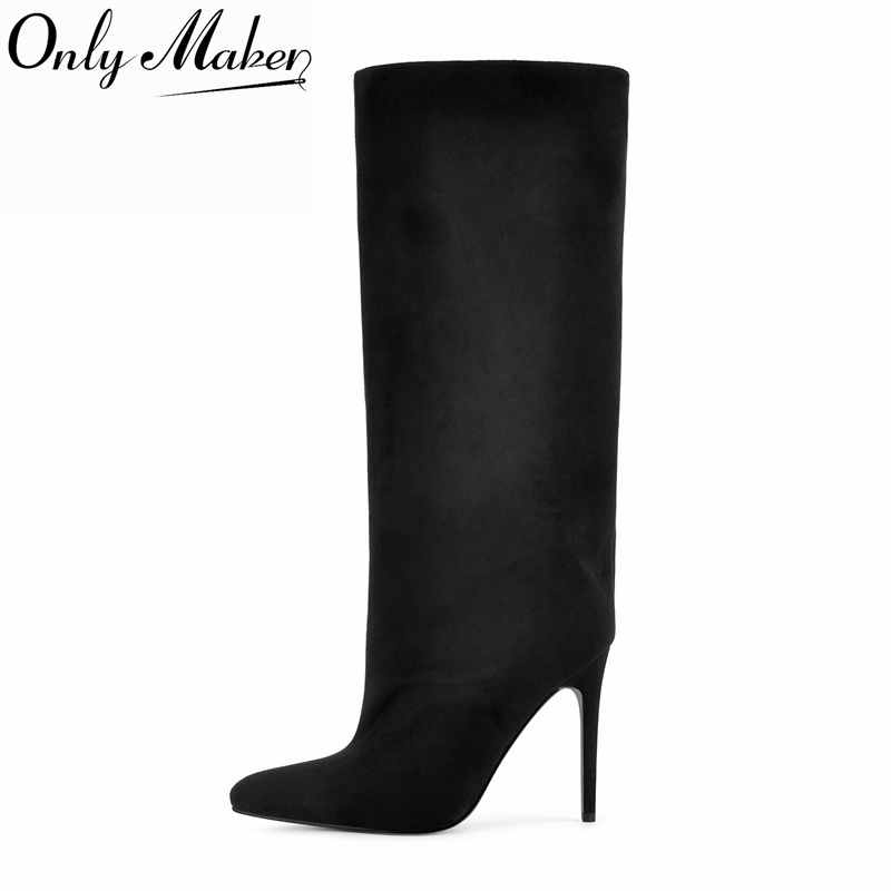 Onlymaker ブラック フェイクスエード ニーハイブー - Winter Clothing For Women のレビューと価格