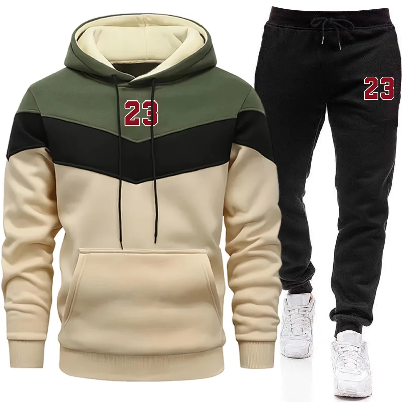 新しいトラックスーツ男性用カジュアルフード付きスウェットシャ - Winter Clothing Usa のレビューと価格