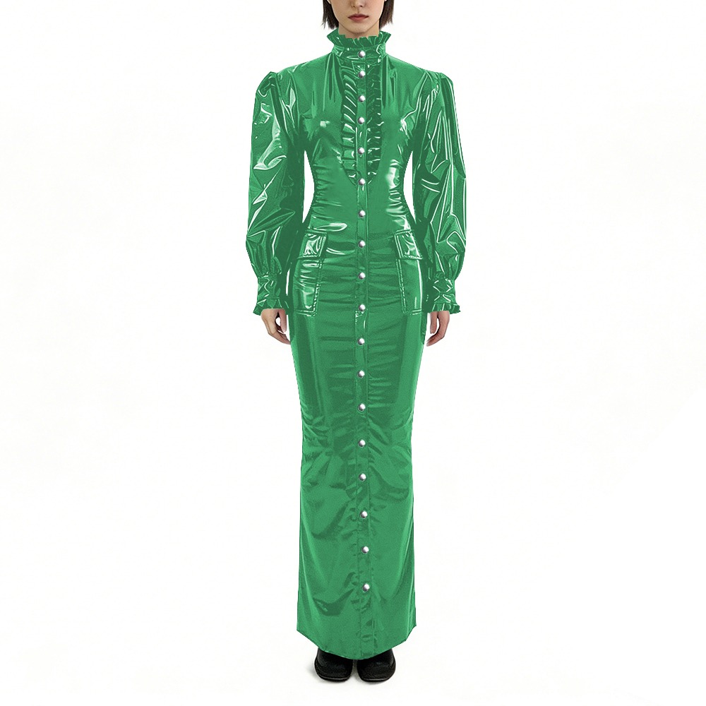 光沢のある PVC ロングペンシルドレスプラスサイズの婦人服 - Winter Clothing For Plus Size Women のレビューと価格