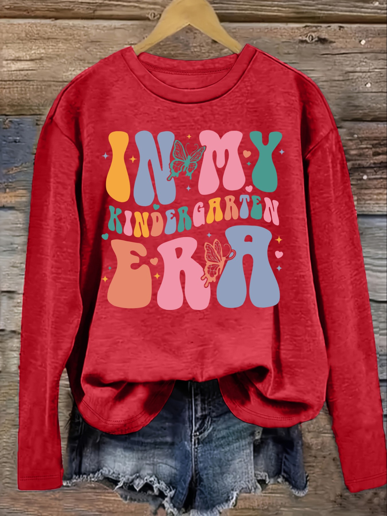 幼稚園時代のデザインのレディースカジュアル長袖クルーネックT - Winter Clothing Kindergarten のレビューと価格