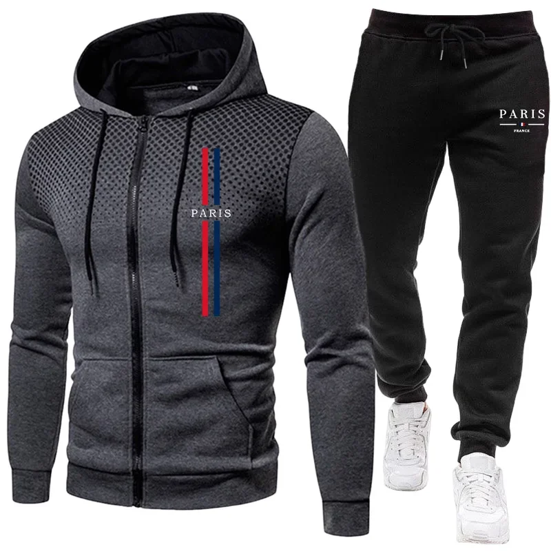 男性スポーツスーツジッパージャケット+パンツ2点セット秋冬カ - Jacket Winter Clothing のレビューと価格