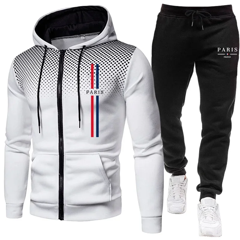男性スポーツスーツジッパージャケット+パンツ2点セット秋冬カ - Jacket Winter Clothing のレビューと価格