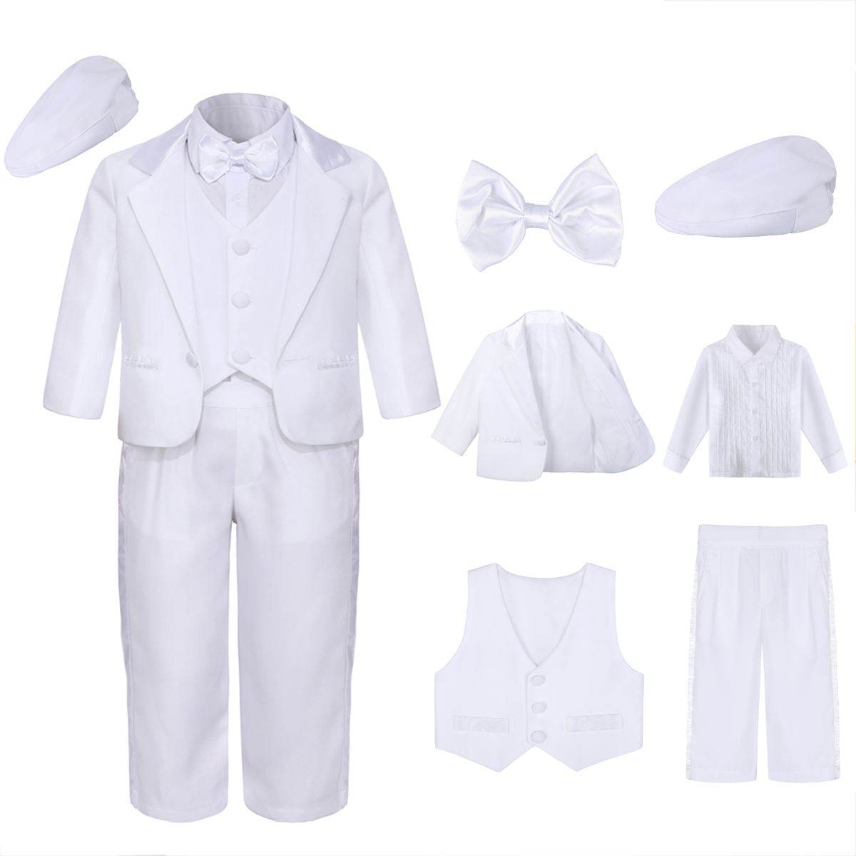 男の子の長袖のtuxedo衣装、帽子、幼児の結婚式のスーツ、 - Winter Clothing For Toddlers のレビューと価格