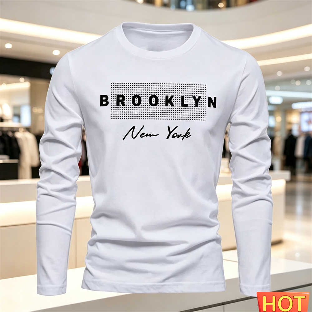 綿快適メンズカジュアル長袖 Tシャツ新しい秋冬多用途 Tシャ - Winter Sun Clothing のレビューと価格