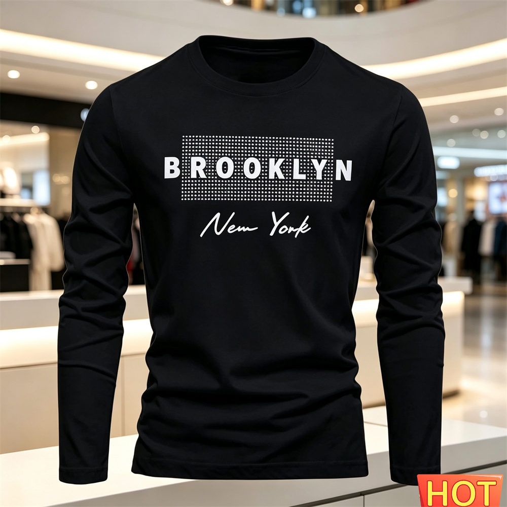 綿快適メンズカジュアル長袖 Tシャツ新しい秋冬多用途 Tシャ - Winter Sun Clothing のレビューと価格