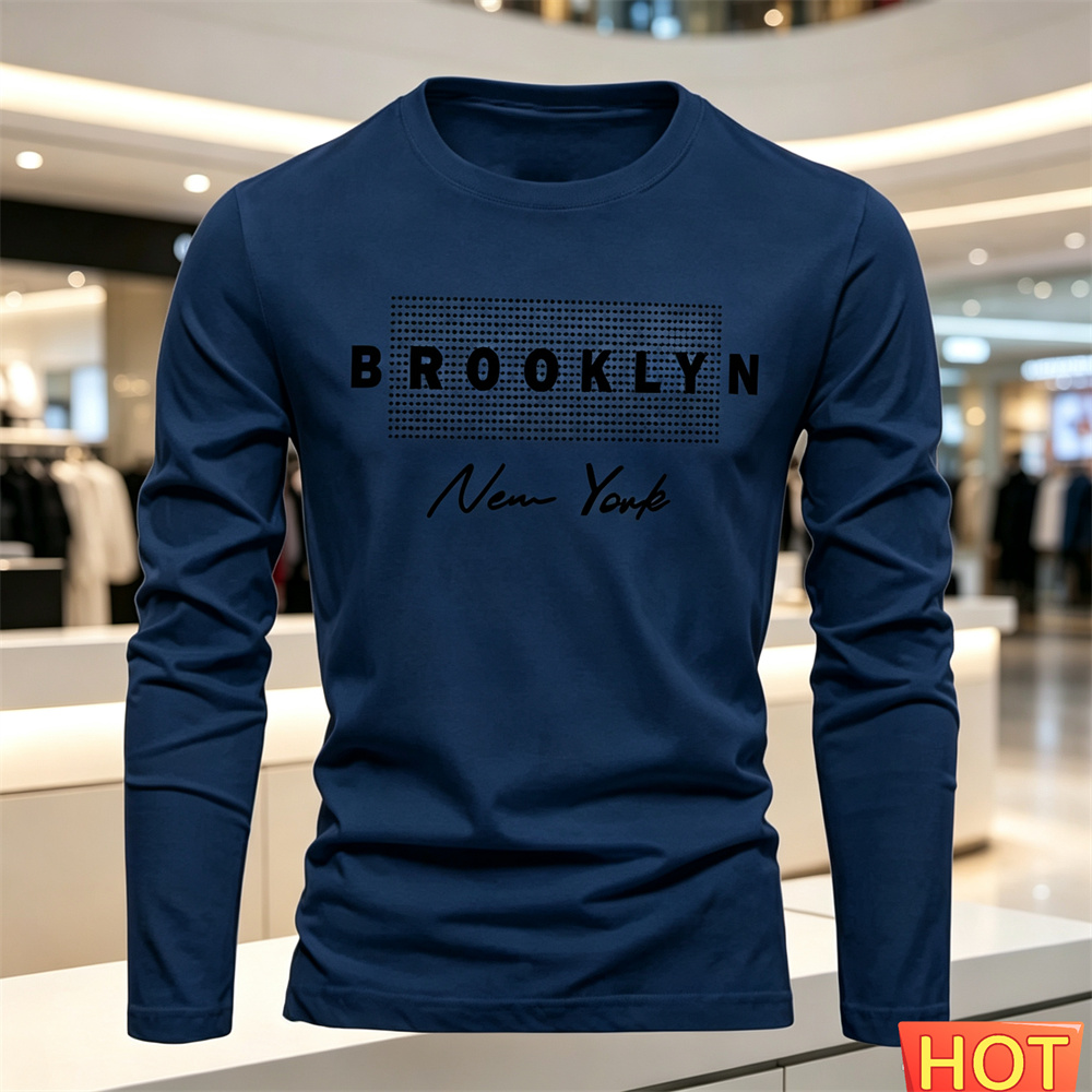 綿快適メンズカジュアル長袖 Tシャツ新しい秋冬多用途 Tシャ - Winter Sun Clothing のレビューと価格