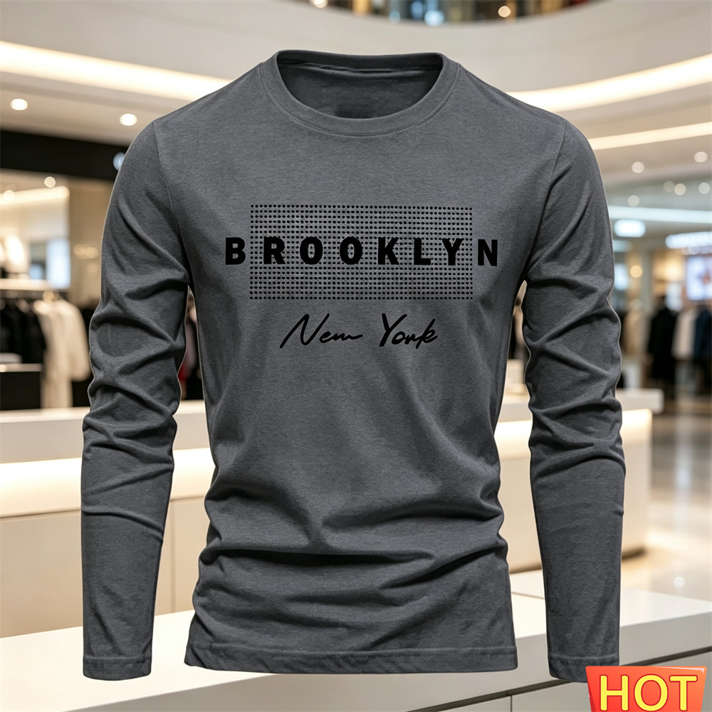 綿快適メンズカジュアル長袖 Tシャツ新しい秋冬多用途 Tシャ - Winter Sun Clothing のレビューと価格