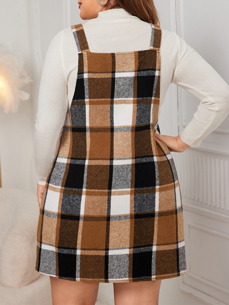 Gibsie-女性の市松模様のストラップドレス,大きいサイズ - Winter Clothing For Plus Size Women のレビューと価格