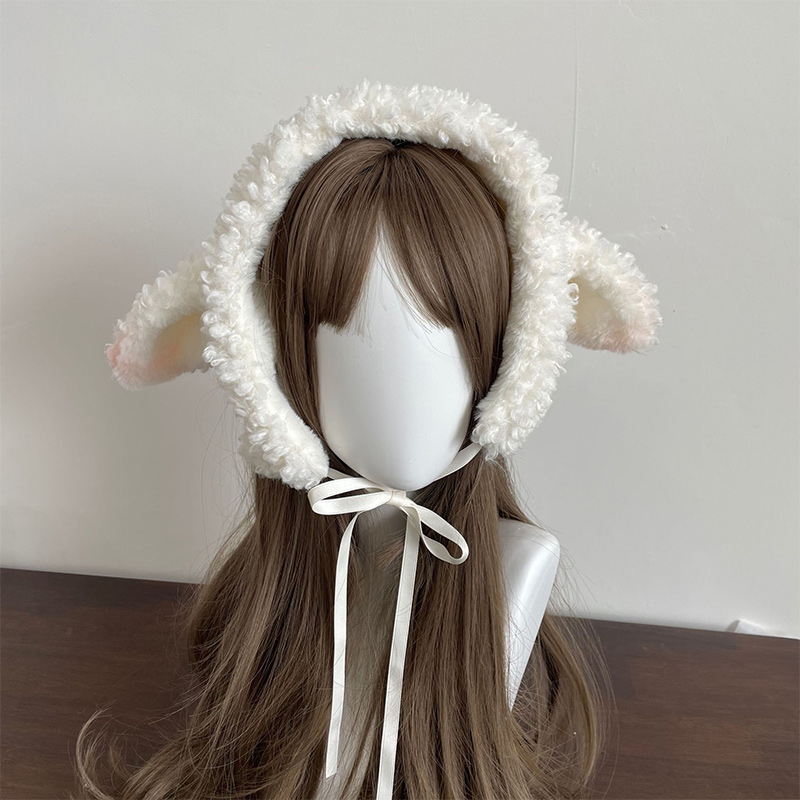 冬白ぬいぐるみ羊暖かい帽子ロリータセット女性の屋外かわいいレ - Winter Clothing Leg Warmers のレビューと価格