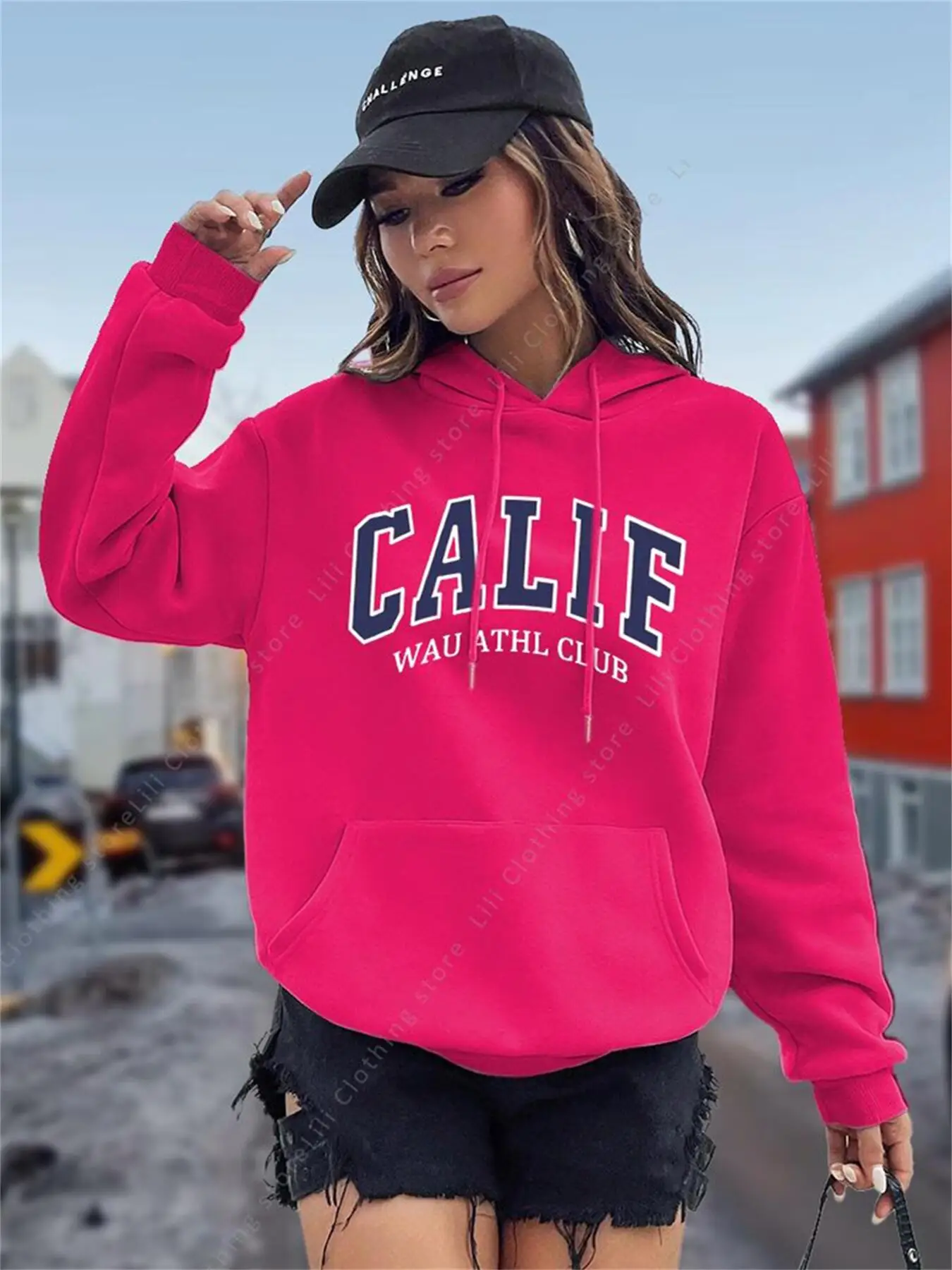 女性のパーカー Y2K コージーフリース CALIF レター - Winter Clothing Drawing のレビューと価格