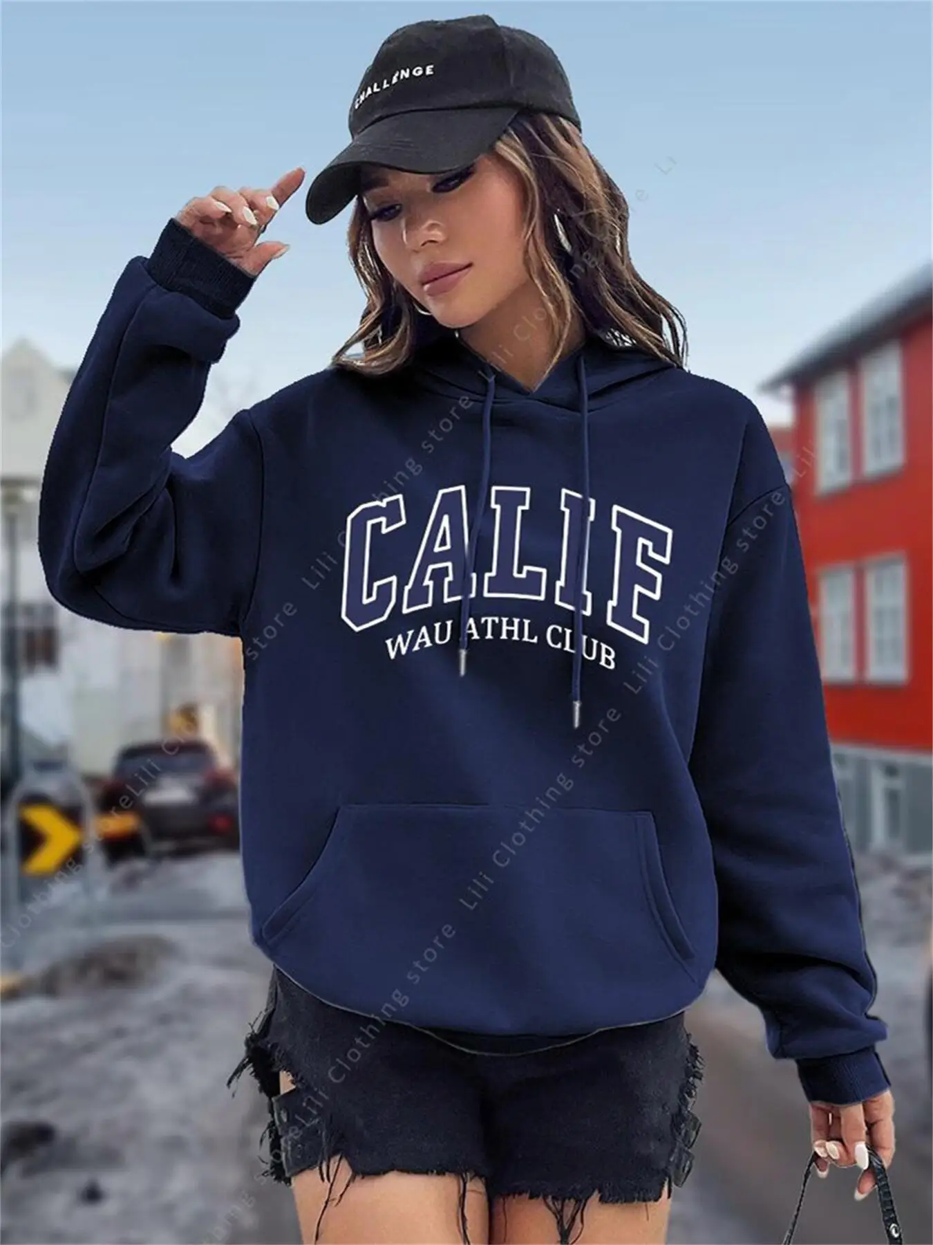 女性のパーカー Y2K コージーフリース CALIF レター - Winter Clothing Drawing のレビューと価格