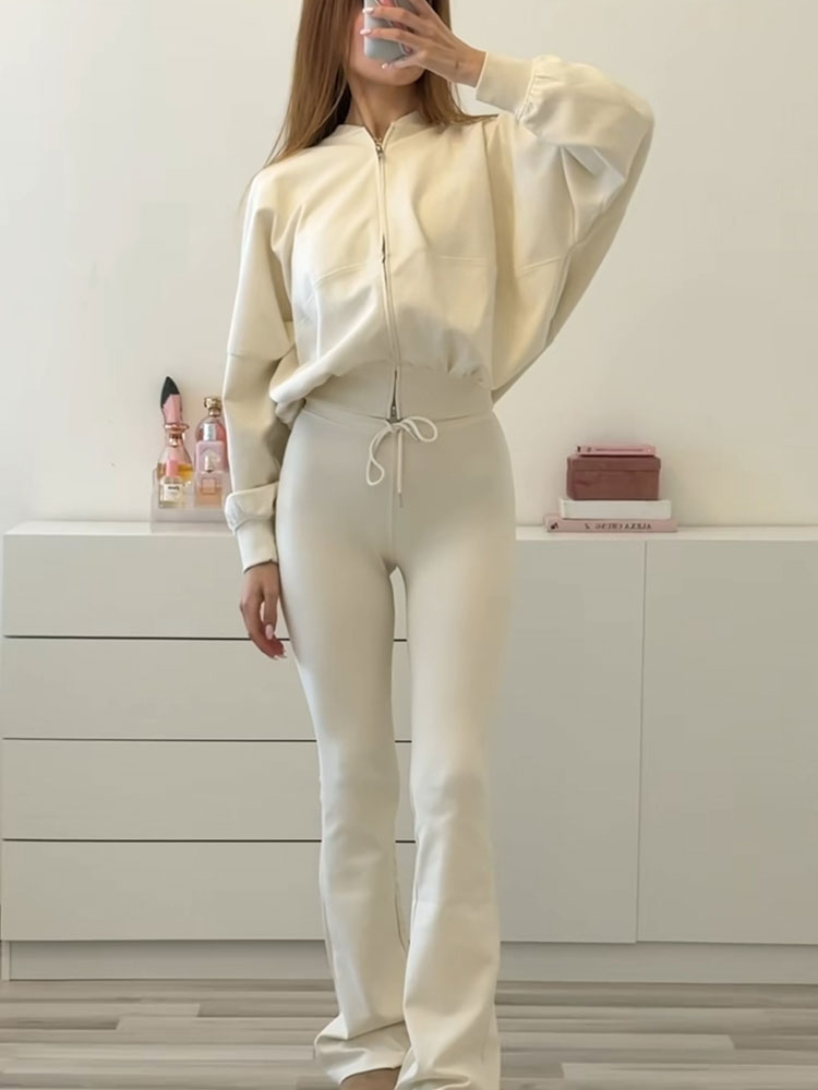 HH 女性エレガントな固体フレアパンツセット長袖ボンバージャ - Winter Clothing Pk のレビューと価格