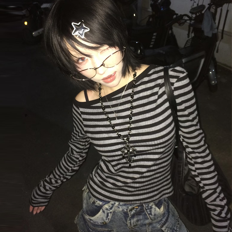 Genayooa 日本 Y2k Tシャツ女性長袖オフショルダ - Winter Clothing Aesthetic のレビューと価格