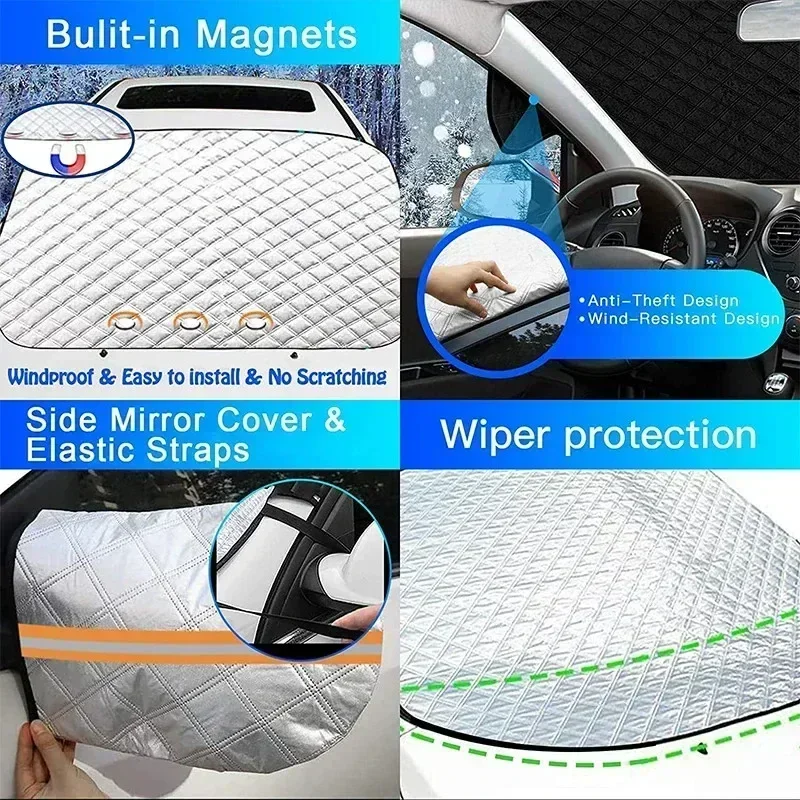 厚みのある車のスノーシールドフロントガラスハーフカバー冬の日 - Winter Sun Clothing のレビューと価格
