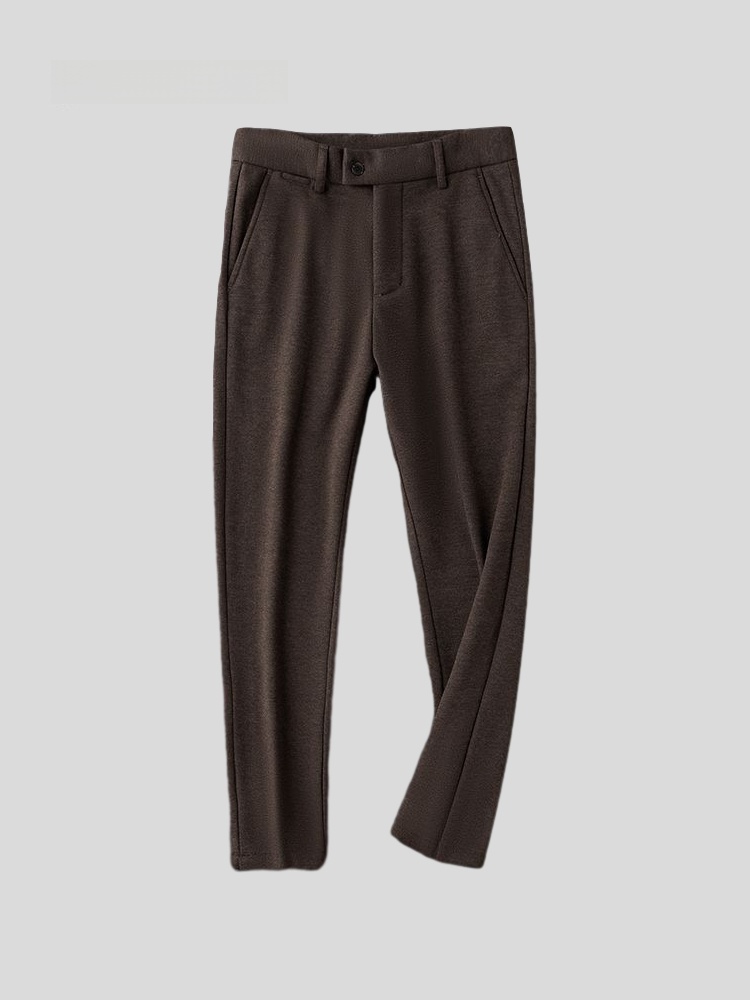 厚みのあるフリースビジネスカジュアルパンツメンズスリムストレ - Winter Sun Clothing のレビューと価格