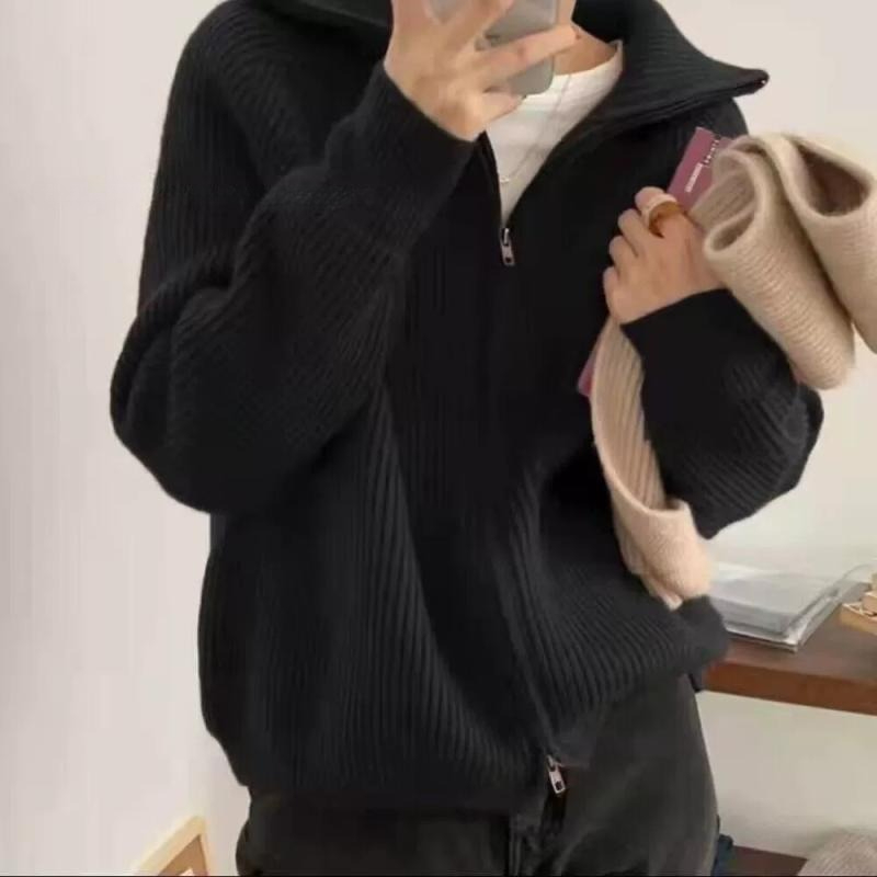 ラペルレディースニットセーターカジュアル韓国ストリートウェア - Winter Clothing Sale Women のレビューと価格