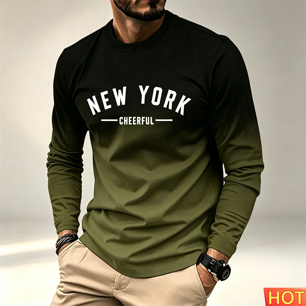 秋冬新作メンズ長袖Tシャツ コットン製 快適なラウンドネック - Winter Sun Clothing のレビューと価格