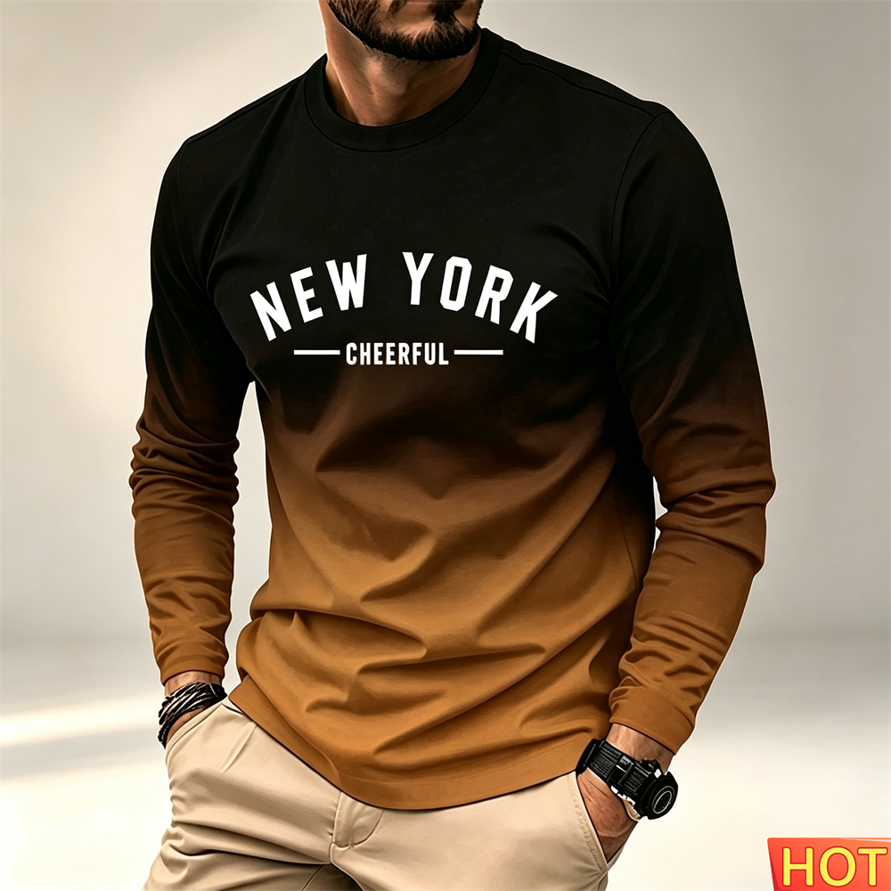 秋冬新作メンズ長袖Tシャツ コットン製 快適なラウンドネック - Winter Sun Clothing のレビューと価格