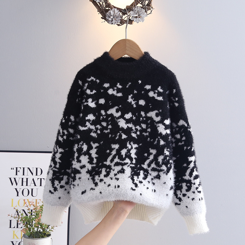 2025秋冬子供用ニット服、ブラックスポット男の子セーター、 - Winter Clothing Drawing のレビューと価格