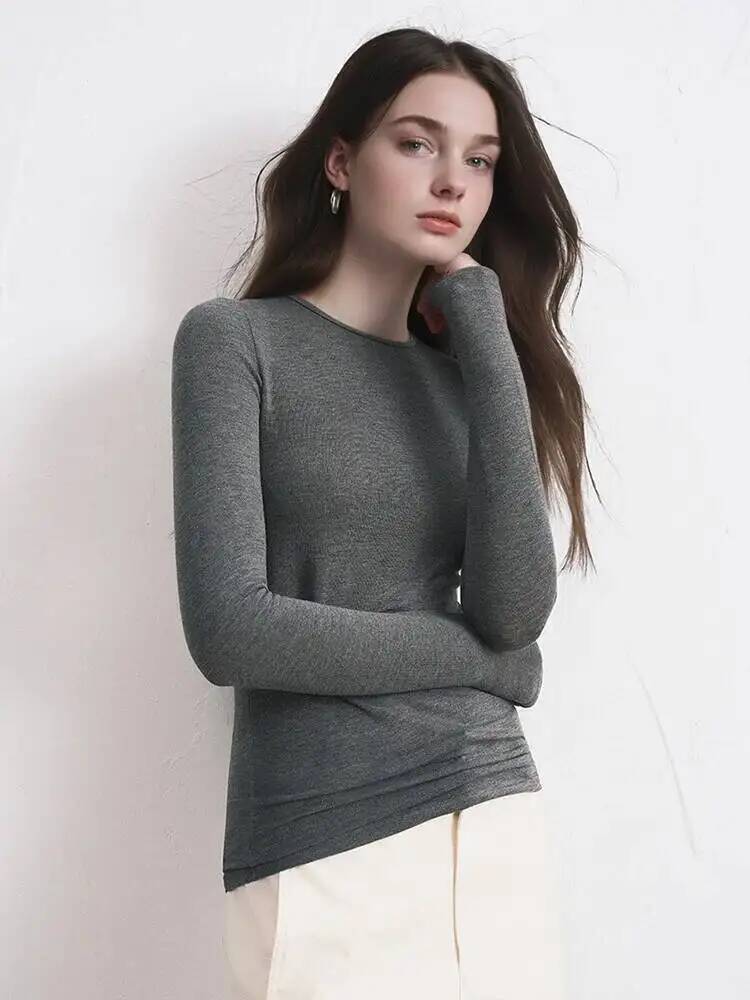 レディースカシミヤ混紡長袖トップス 秋冬用 ソフトモーダルス - Winter Clothing For Women のレビューと価格