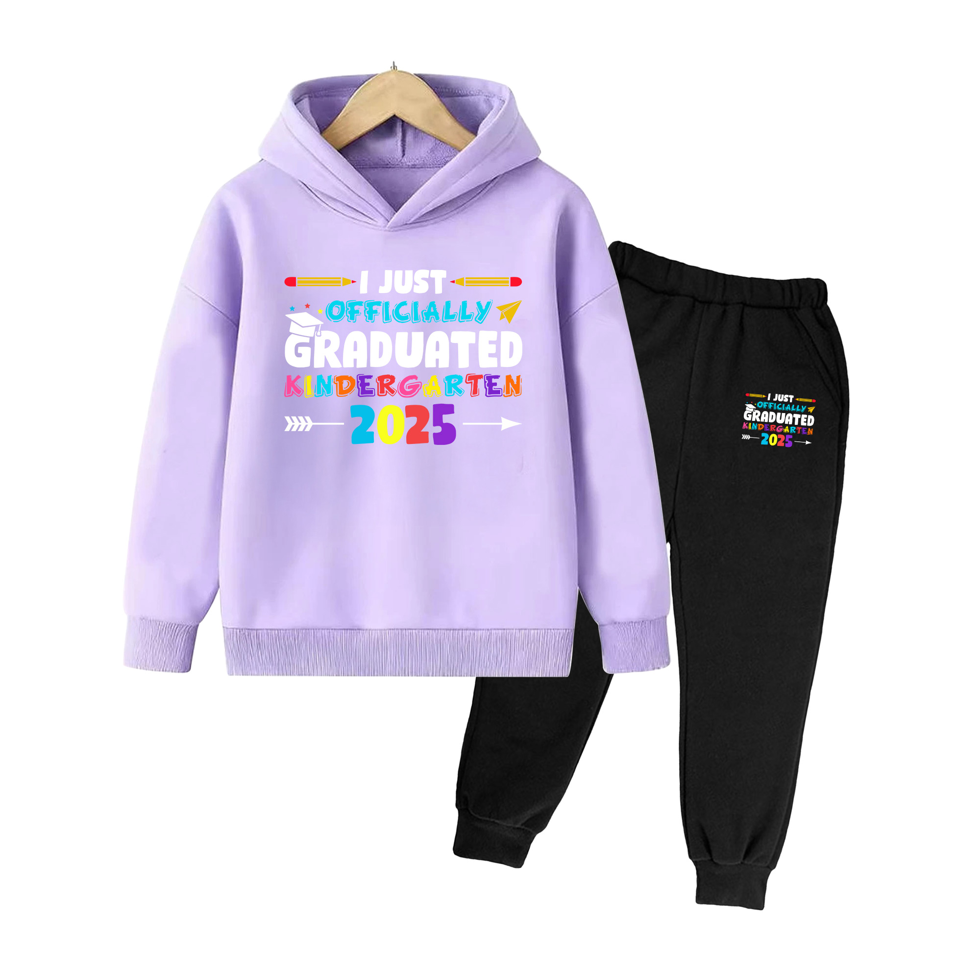 キッズ幼稚園2025プリントフーディー＆パンツセット、男の子 - Winter Clothing Kindergarten のレビューと価格